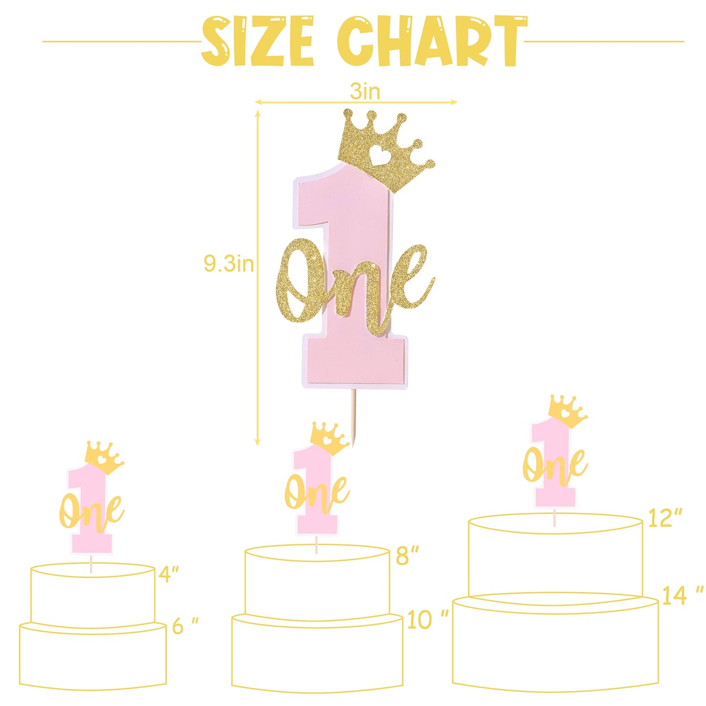 One Cake Topper For Baby Girls - Pink And Gold Cake Topper For 1St Birthday, First Birthday Cake Topper, Cake Smash Props