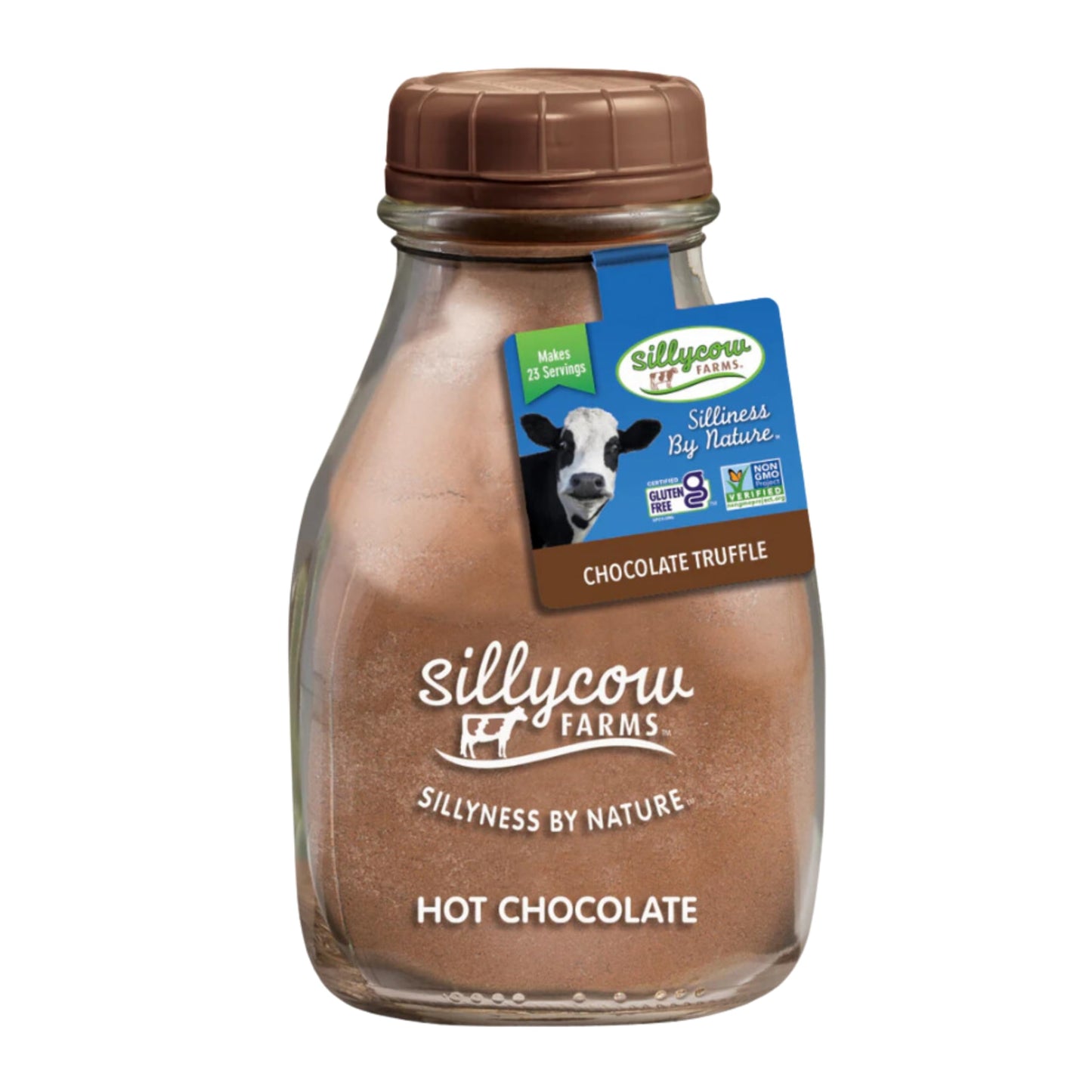 Sillycow Farms Hot Chocolate Mix Truffle Flavor | Vegan Nut Free Certified Quality Cocoa Powder | Gluten-Free Non-Gmo & Dairy-Free | Reusable Packaflavor Blendg | 16.9 Oz Reusable Glass Bottle - Pack Of 1