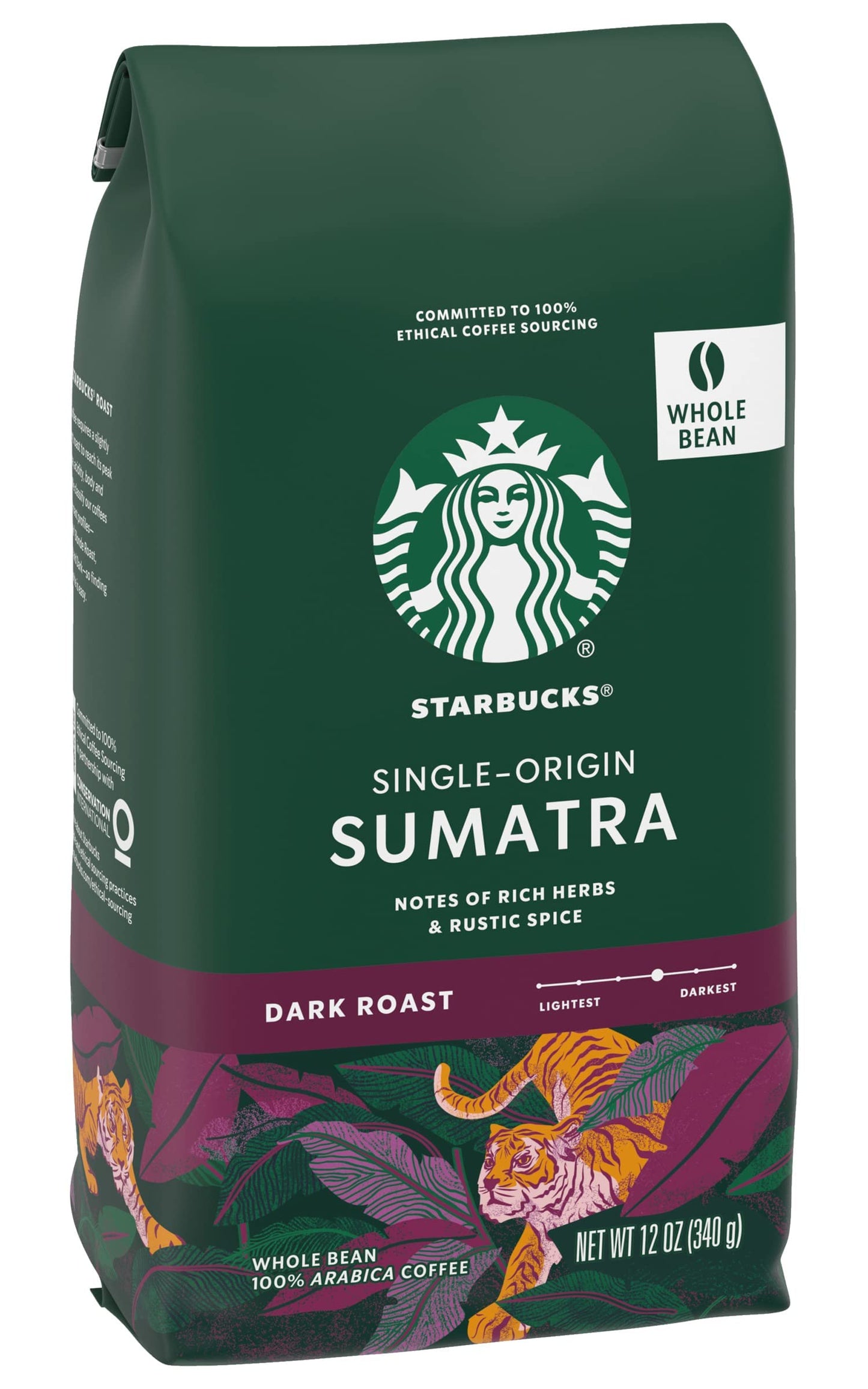 Starbucks Sumatra Coffee, Whole Bean, 12-Ounce Bags (Pack Of 3)