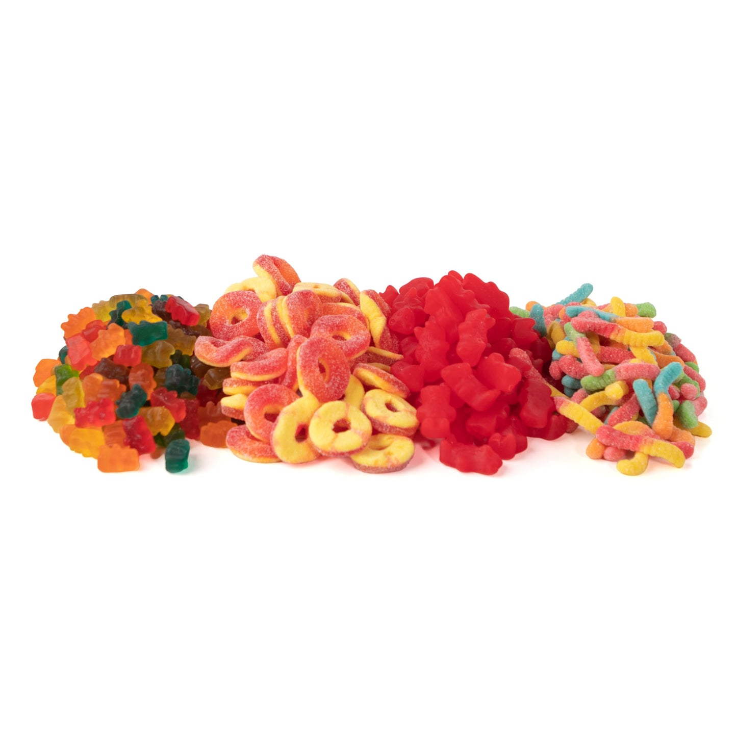 5 lb Bulk Gummy Candy Box - Includes Gummi Bears, Cinnamon Bears, Sour Gummy Worms, and Gummi Peach Rings - Fun Variety Mix for