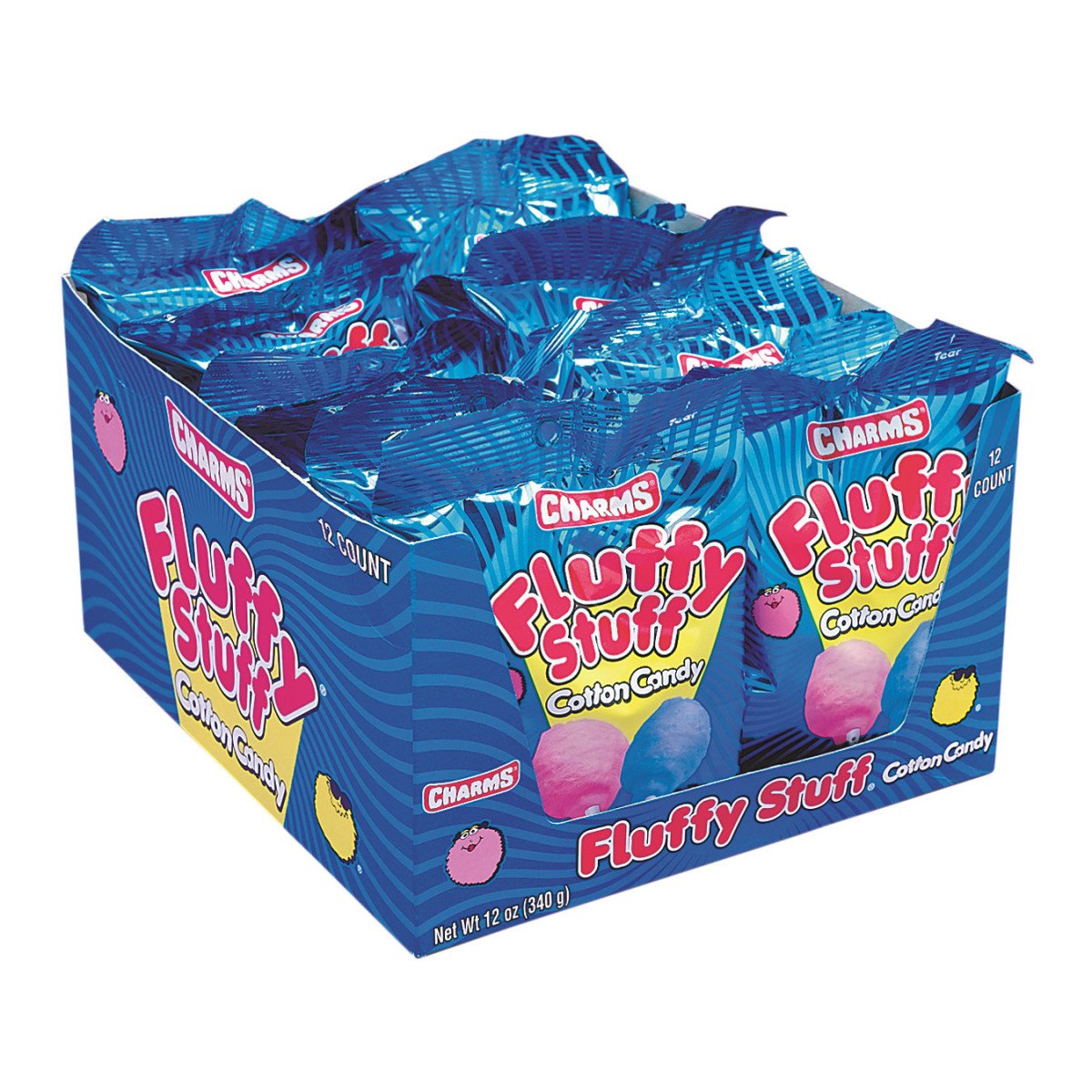 Fluffy Stuff Cotton Candy - Pink and Blue Fresh Spun Floss Sugar Retro Candy - Carnival Cotton Candy in Stay Fresh Packs for Gif
