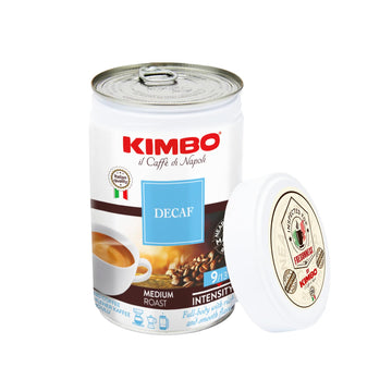 Kimbo Decaf Medium Roast Ground Coffee | 9/13 Intensity | Full-Body with Rich and Smooth Flavor | Italian Quality | 8.8 oz Can