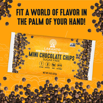 Lakanto Sugar Free Mini Chocolate Chips - Monk Fruit Sweetener And Erythritol, Perfect For Baking, Pancakes, Muffins, Protein Bites, Melting, Snacking, Toppings, Smoothies (8 Oz - Pack Of 3)