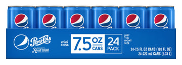 Pepsi Made with Real Sugar, 7.5 Fl Oz Mini Cans, 24 Pack - Refreshing Soda, Perfect for Parties and On-the-Go Enjoyment