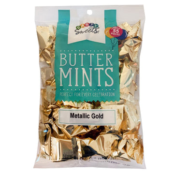 Party Sweets By Hospitality Mints Metallic Gold Buttermints, 7-Ounce Bags (Pack Of 6)