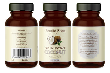 Natural Coconut Extract For Baking And Flavoring - 4 Oz - Premium Quality Natural Flavors For Baked Goods, Desserts, & Cooking