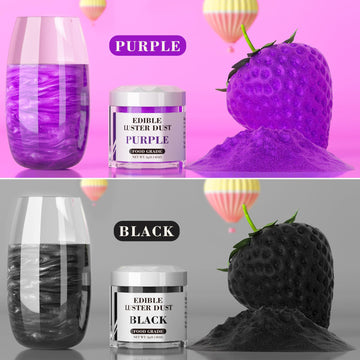 Luster Dust Edible Set - 2 Colors Food Grade Cake Dust Shimmer Powdered, Cherrysea Powder Food Coloring for Cocktails, Cookie De