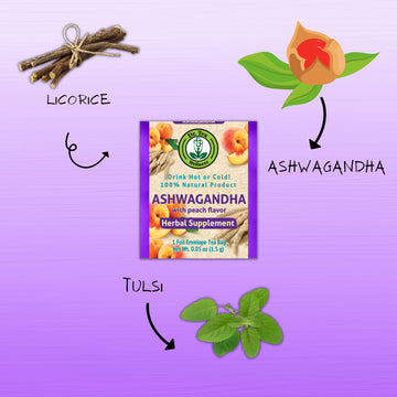 Dr. Tea Wellness Ashwagandha Tea With Peach Flavor - 20 Tea Bags