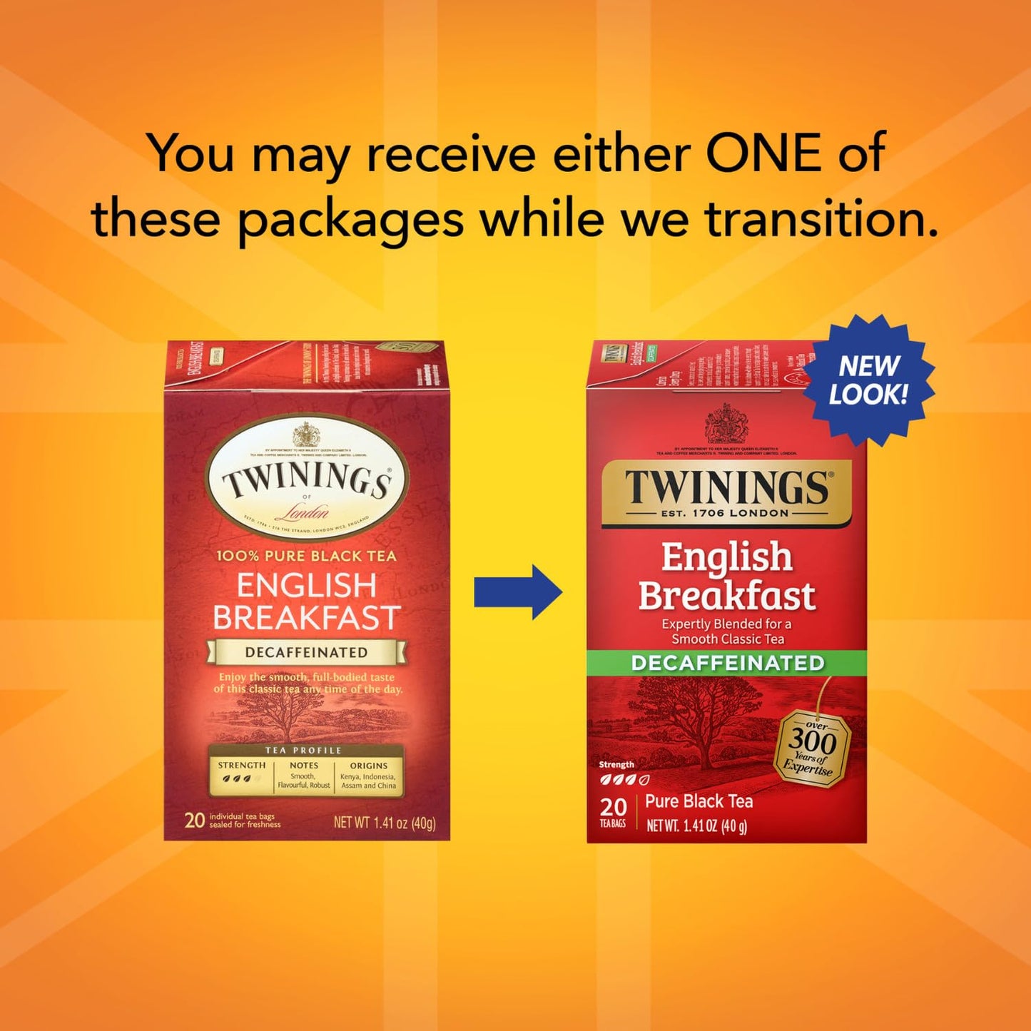Twinings English Breakfast Tea, Decaffeinated, Tea Bags, 20 Ct
