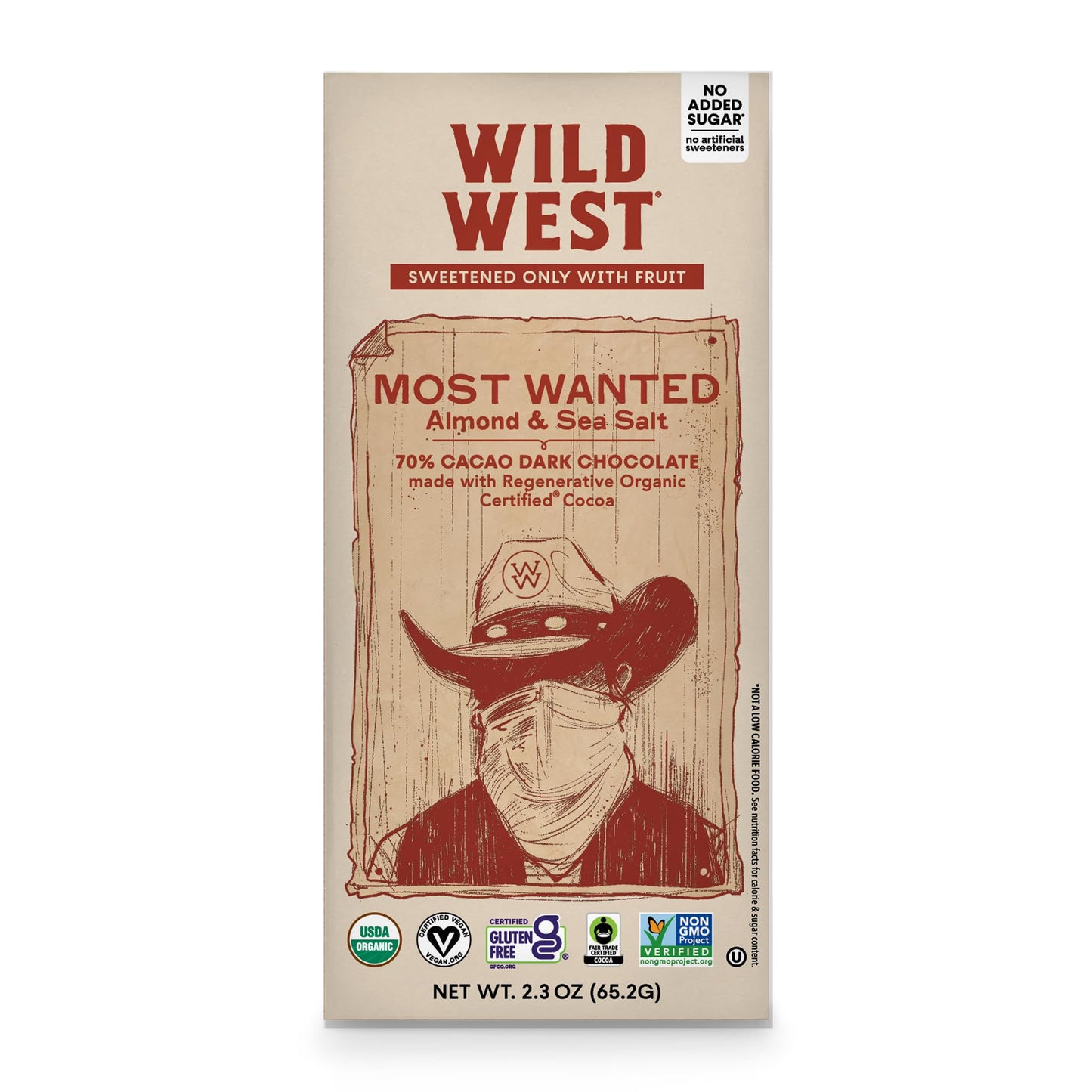 Wild West Chocolate Most Wanted 70% Cacao Dark Chocolate With Almonds & Sea Salt 1 Count 2.3Oz Each