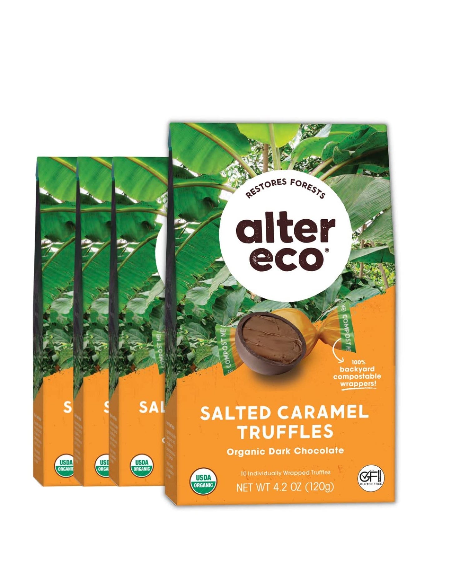 Alter Eco | Salted Caramel Truffles | 58% Pure Dark Cocoa, Fair Trade, Organic, Non-GMO, Gluten-Free Dark Chocolate Truffles | 4