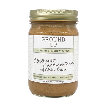 Ground Up Pdx Nut Butter Almond Cashew Coconut Cardamom Chia Seed 12 Ounce