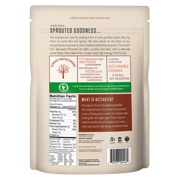 Living Intentions Sprouted Transitional Almonds, Nongmo, Gluten Free, Vegan, Paleo, Kosher,16 Oz