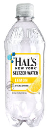 Hal's New York Seltzer Carbonated Lemon Flavored Sparkling Water, Zero Sugar, Zero Calorie, Zero Carbs, 20 Fl Oz (Pack of 24)
