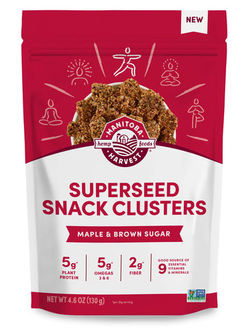 Manitoba Harvest Superseed Snack Clusters, Maple & Brown Sugar - 5g Plant Based Protein and 5g Omegas 3 & 6 per 30g Serving - No