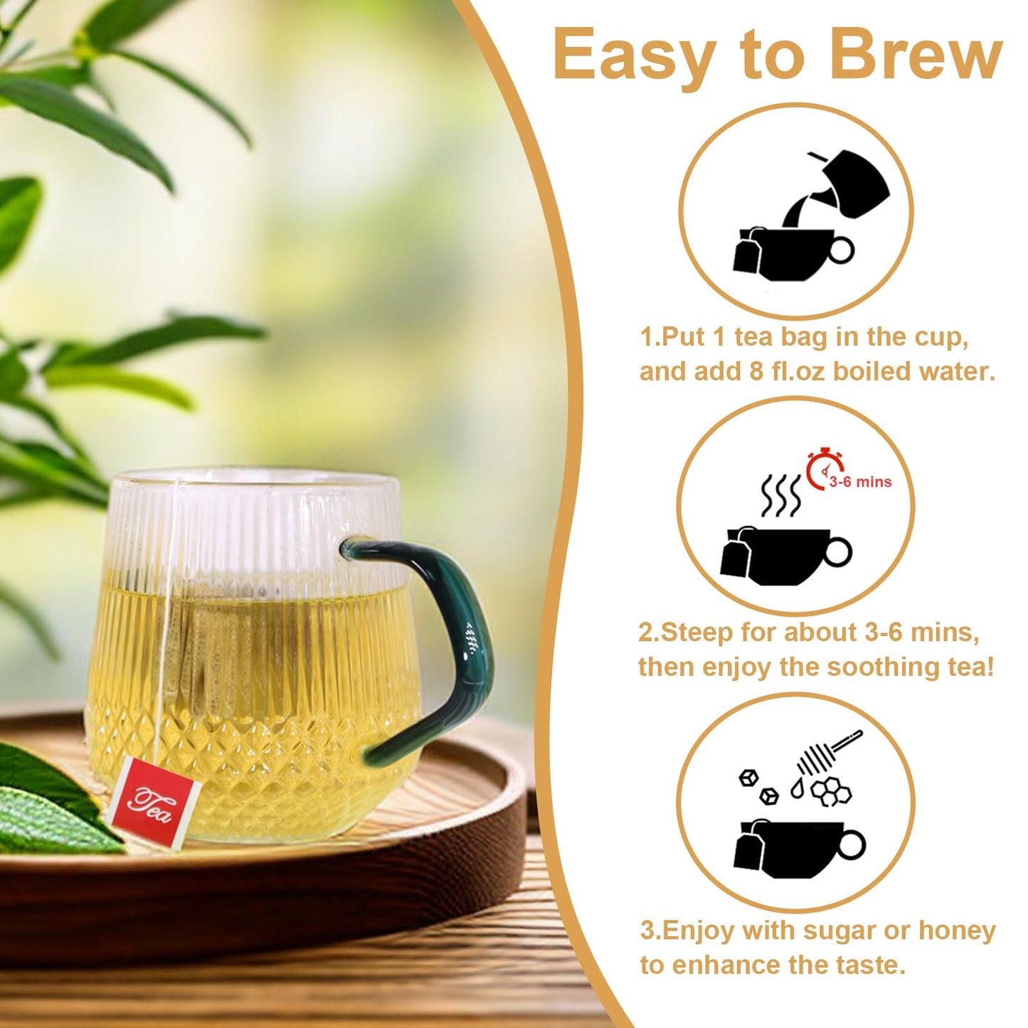 TEARELAE Chamomile Tea Bags - Premium Non-GMO Caffeine-Free - 70 Count