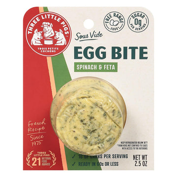 Generic Three Little Pigs Sous Vide Egg Bite Spinach & Feta, 2.5OZ, 12 Pack