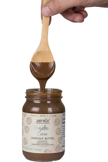 Sarais Hazelnut Cacao Nut Butter, Silky Smooth, Paleo, Vegan, Gluten Free, Kosher, 8.11 Ounce (English Version)