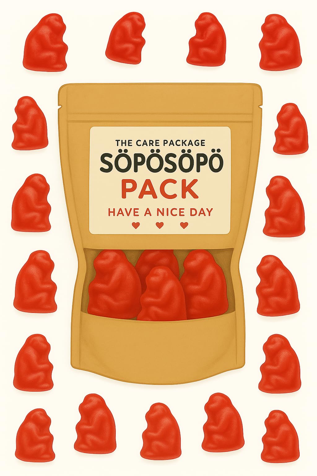 SÖPÖSÖPÖ Cheeky Monkey Face Gummies – 150g Nordic Candy Bag – Juicy & Colorful Fruit Gummies
