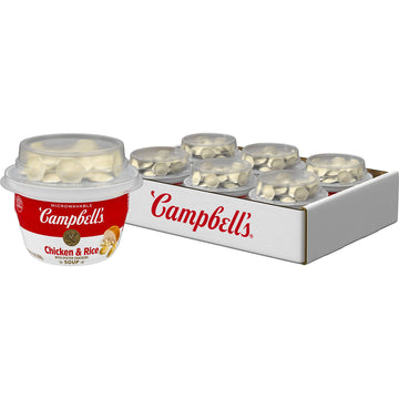 Campbell's Chicken and Rice Soup with Oyster Crackers, 7.35 Ounce Microwavable Bowl (Case of 6)