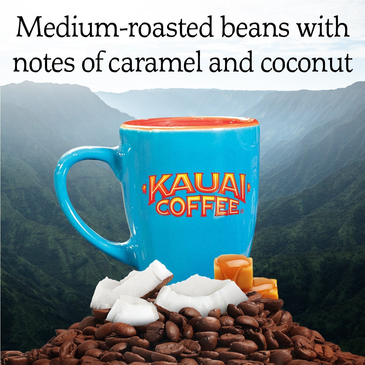 Kauai Coffee Ground Coffee, Medium Roast with Nutty Caramel & Coconut, 10oz Pack