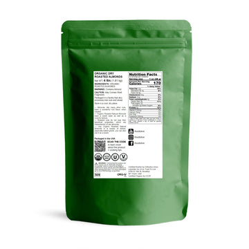 Food To Live Organic Dry Roasted Almonds, 4 Pounds - Non-Gmo, Unsalted, Vegan, Keto, Paleo, Kosher, Bulk, High In Protein, Dieta