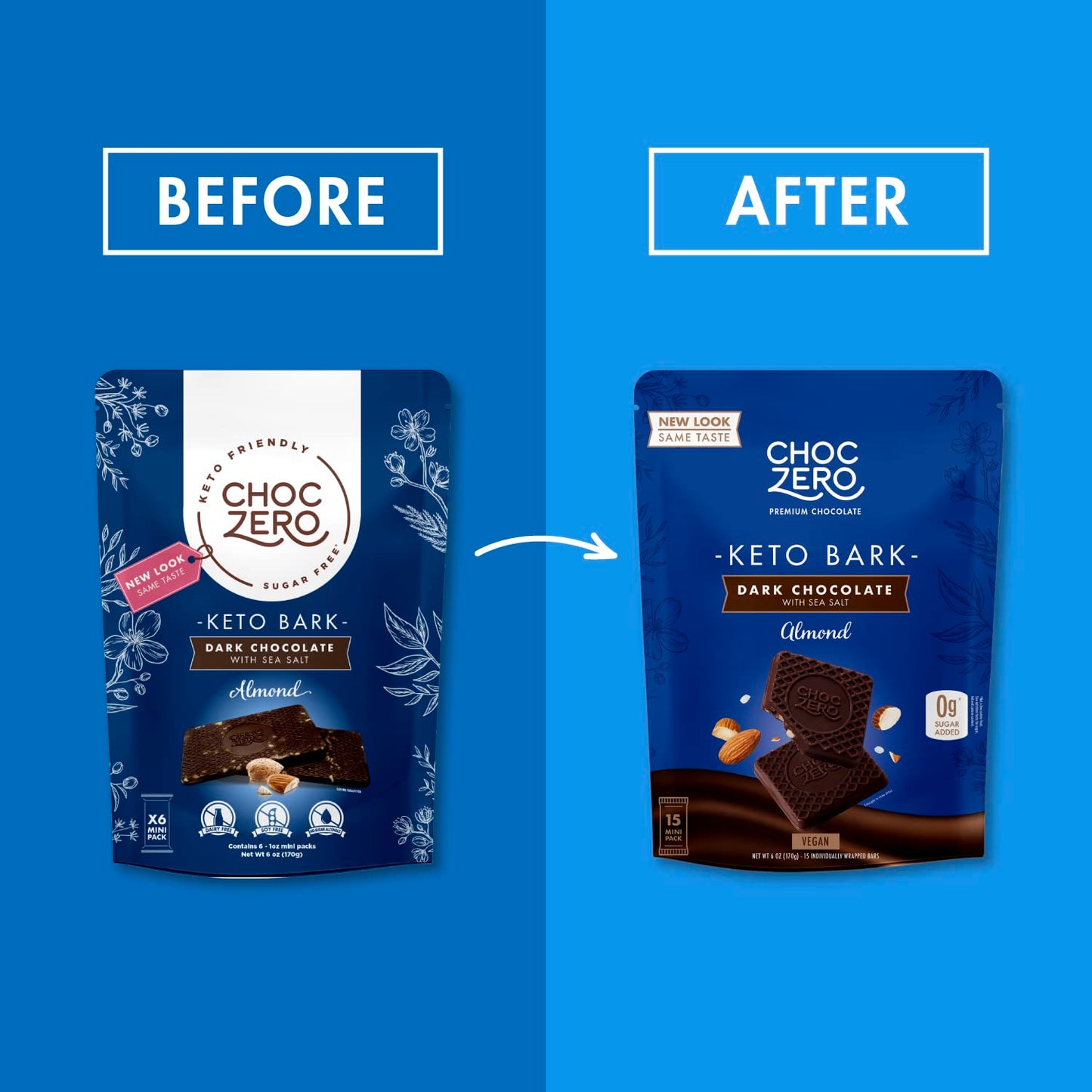 ChocZero Dark Chocolate with Almonds Sea Salt Keto Bark, 6 Ounce (Pack of 1)