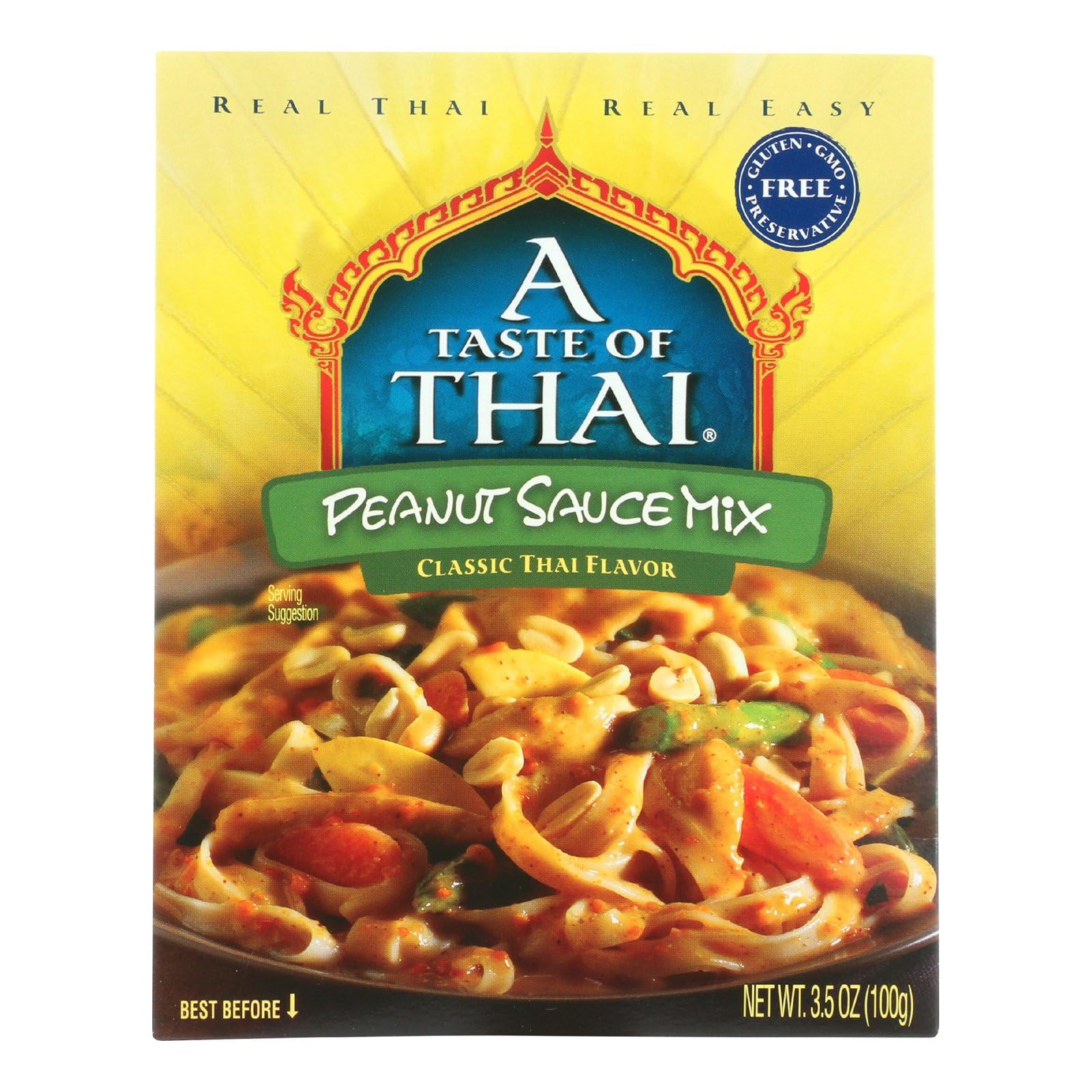 A Taste Of Thai Peanut Sauce Mix - 3.5Oz Pack Of 6 Pack Ready-To-Use Sauce Flavored With Classic Thai Spices | Use For Noodles Soups Stews Dips Salad Dressing & More | Non-Gmo | Gluten-Free