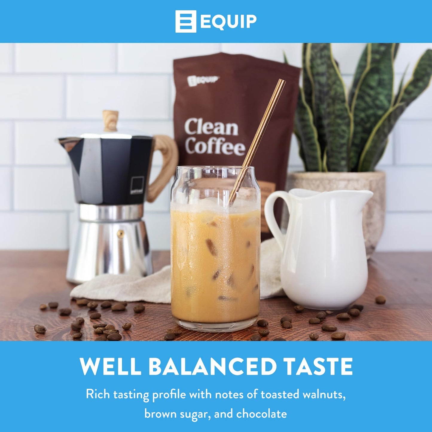 Equip Foods Clean Coffee | Gold Standard, Certified Organic, Fair Trade, Regenerative | Medium Roast, Whole Bean, Nicaragua | Br