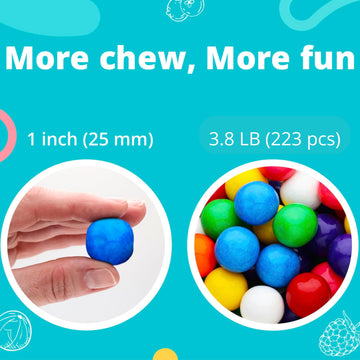 Gumballs For Gumball Machine - 1 Inch Large Gumballs - Assorted Fruit Flavored Bubble Gum For Kids - Sweet Gum Balls In Bulk 3.8