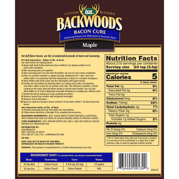 LEM Backwoods Maple Bacon Cure - Dry Rub or Wet Brine - 26 Ounces