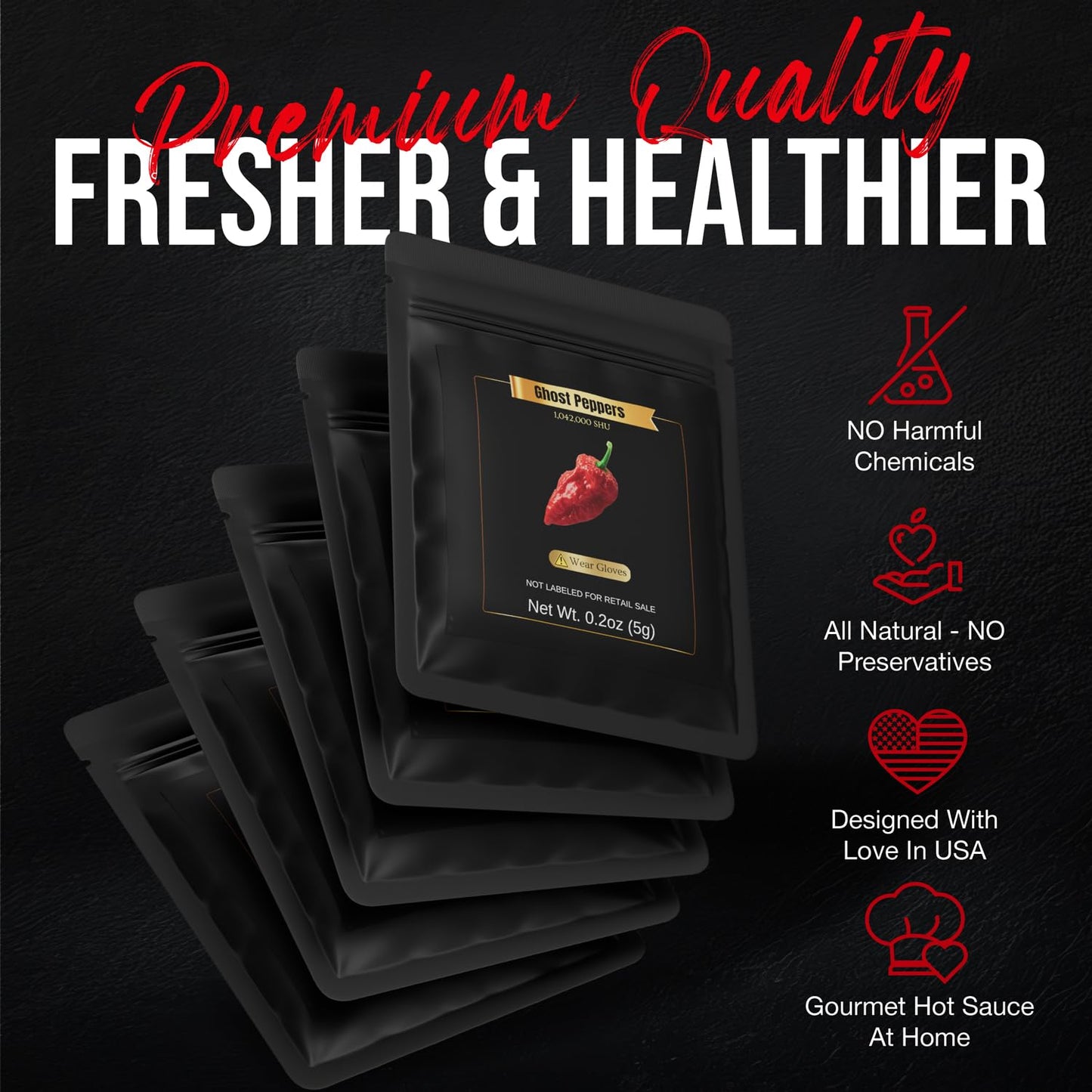 Hot Sauce Making Kit - Diy Set With 5 Peppers (Carolina Reaper, Ghost, Habanero, Chipotle, Jalapeo) - Make Hot Sauce, Salsa, Spi