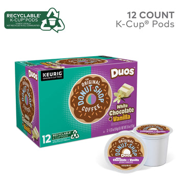 The Original Donut Shop Duos White Chocolate + Vanilla, Keurig Single Serve K-Cup Pods, 12 Count