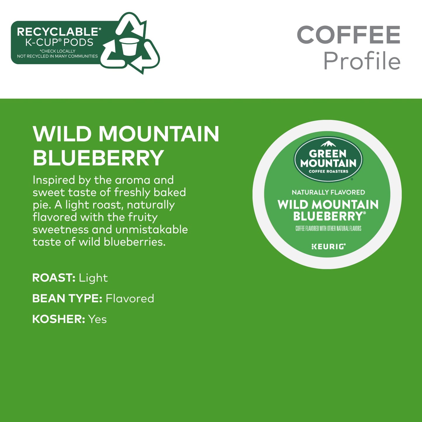 Green Mountain Coffee Roasters Wild Mountain Blueberry Keurig Single-Serve K-Cup Pods, Light Roast Coffee, 96 Count