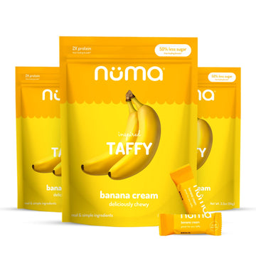 Numa Foods Banana Taffy Candy, Made With Real & Simple Ingredients: Low Sugar, High Protein, Low Calorie, All Natural & Gluten F