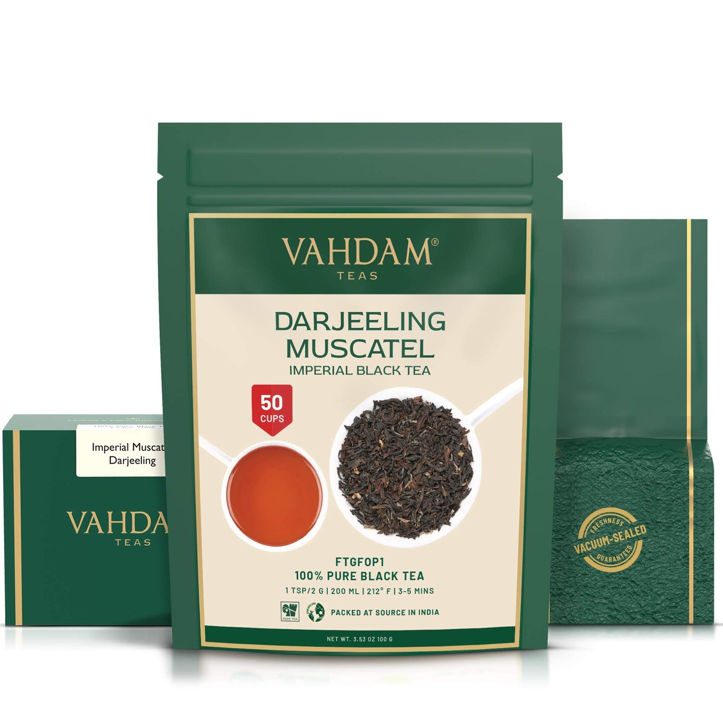 Vahdam, Fresh Harvest- Imperial Darjeeling Tea Loose Leaf (50 Cups) Limited Edition Muscatel Flavour - High Grown In Select Tea