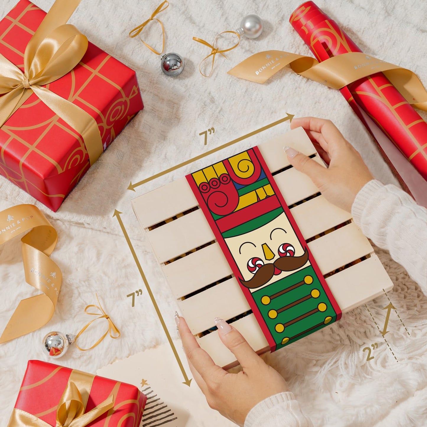 Christmas Gift Basket, Holiday Gourmet - Variety Snack Crate- Candy Tray Food Assortment Idea- For Women, Men, Family 4 Section- Bonnie And Pop