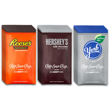 Candy Shop Cocoa Mix Variety Pack, Hot Chocolate, HERSHEY S Milk Chocolate, REESES Peanut Butter Cup, YORK Peppermint Pattie, M