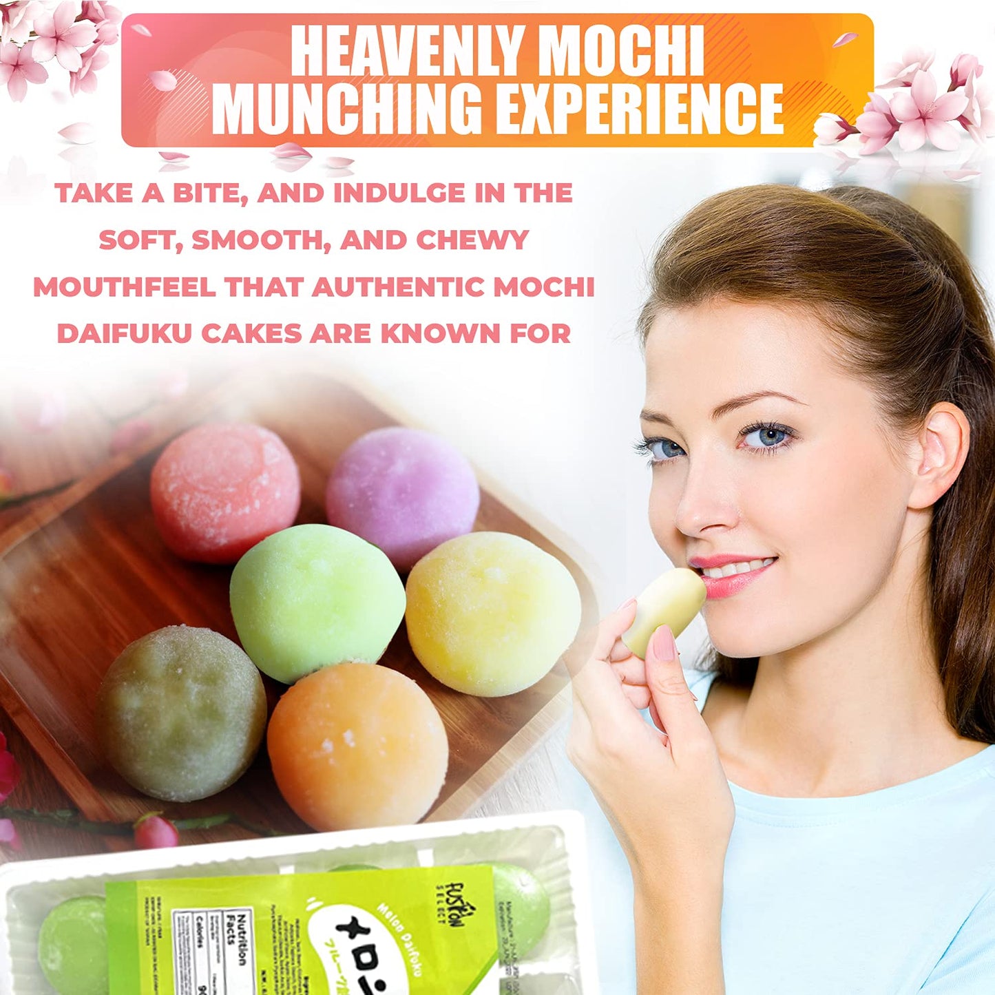 Fusion Select Japanese Mochi Fruit Daifuku Japanese Desert Sweet Rice Cake Fruit Mochi Daifuku 240G/ 8.46Oz (Mango Flavor, 8.46