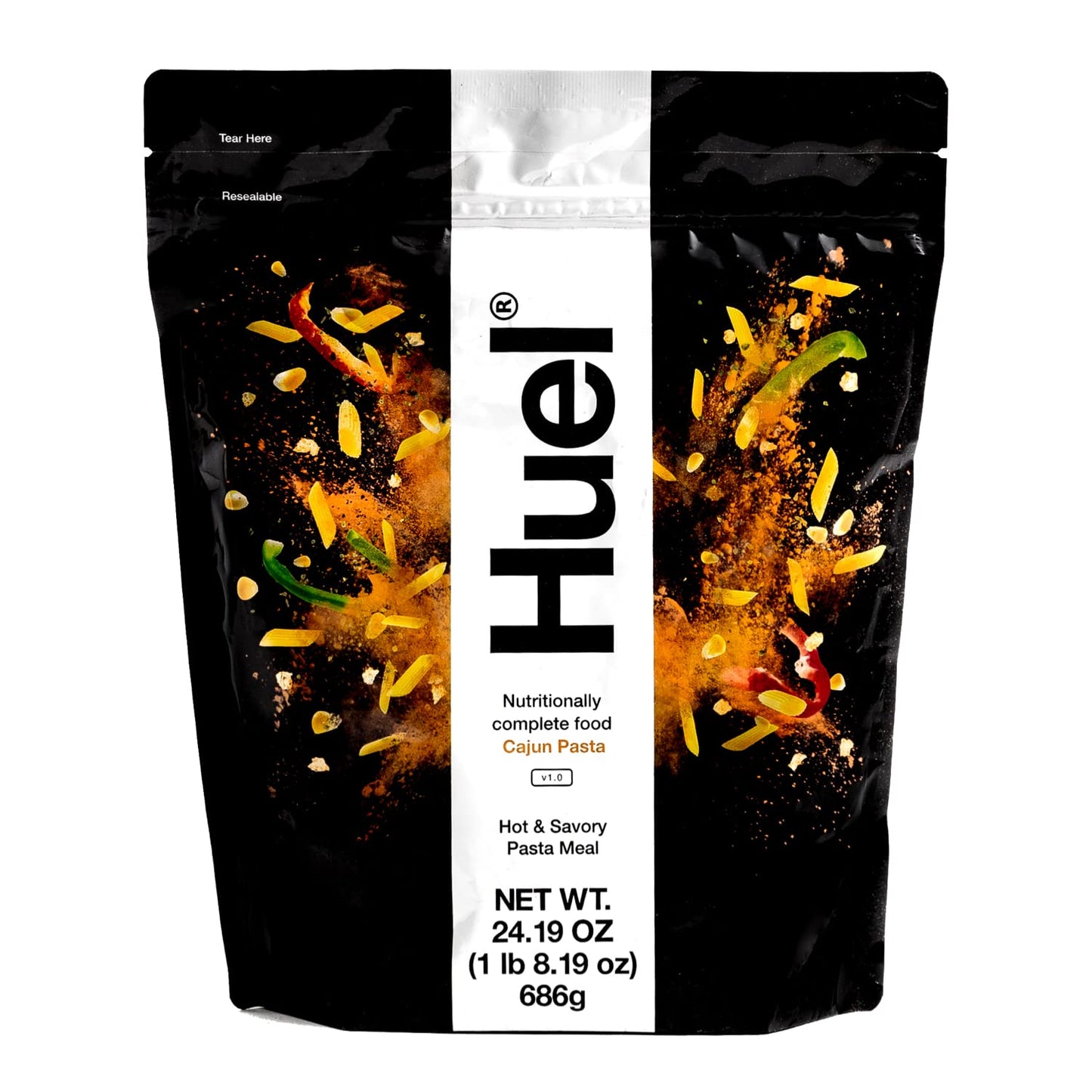 Huel Instant Meal Replacement - Cajun Pasta, 24.19 oz, 100% Nutritionally Complete, 25g Protein, 6g Fiber, 27 Vitamins & Minerals