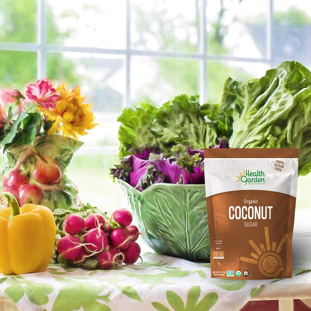 Health Garden Organic Coconut Palm Sugar - Non GMO - Gluten Free -Sweetener Substitute - Kosher - All Natural (4 lbs)