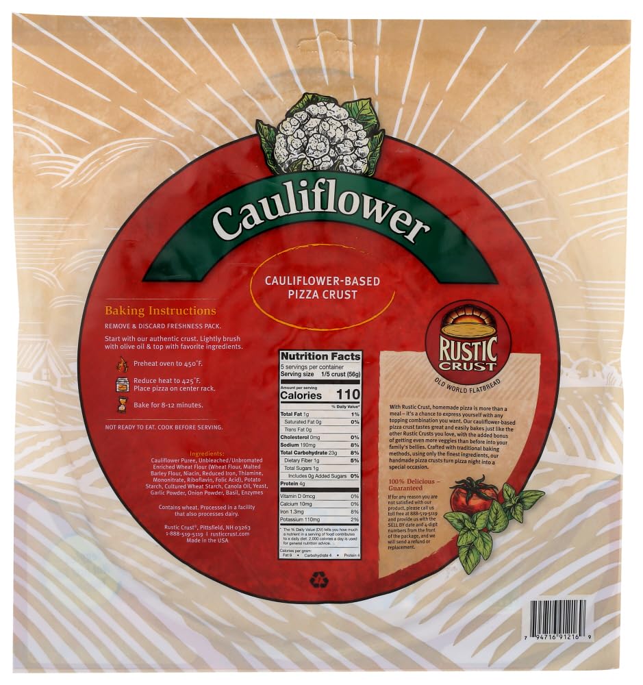 Rustic Crust - Pizza Crust Cauliflower - Case Of 8 - 9 Oz.