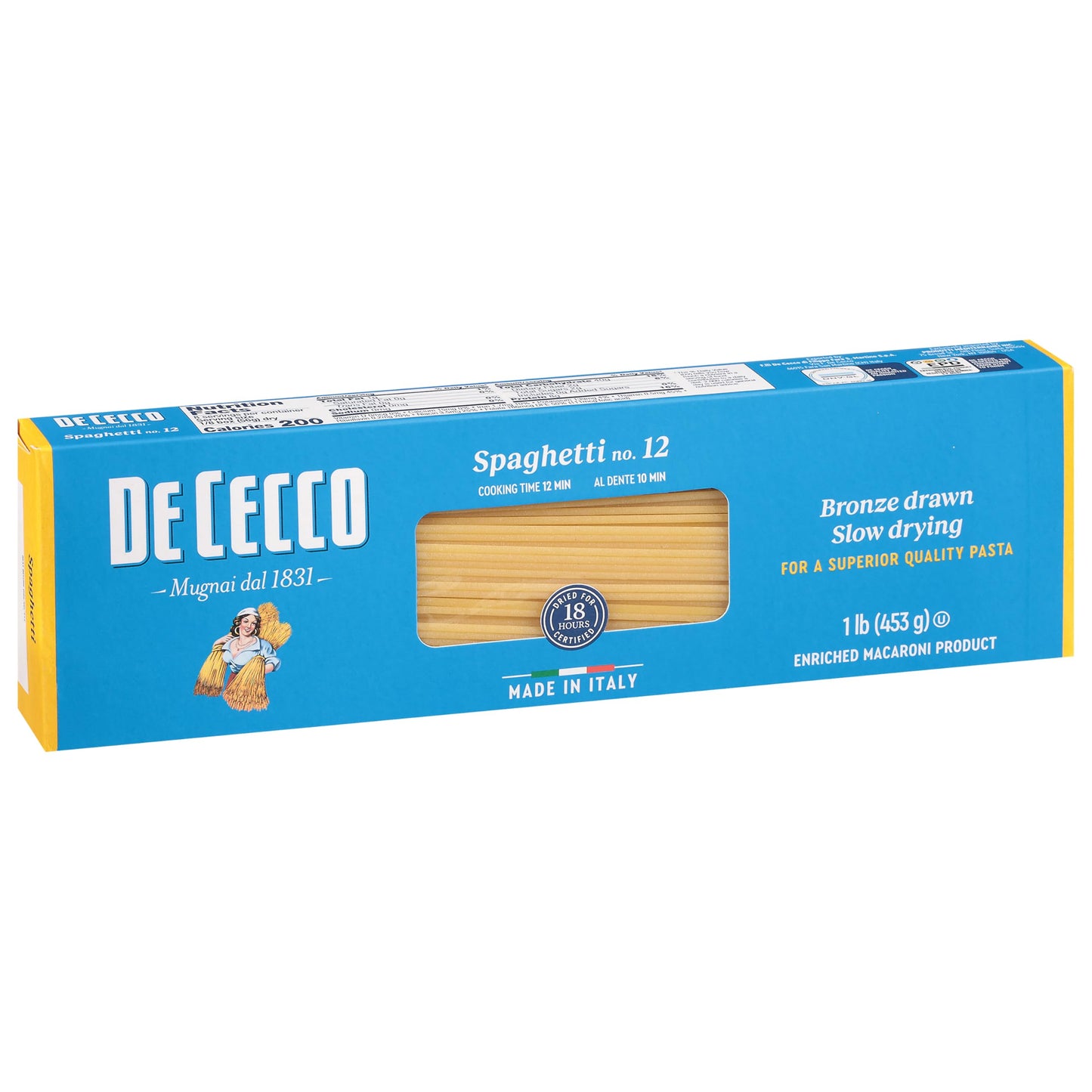 De Cecco Semolina Pasta, Spaghetti No.12, 1 Pound (Pack of 20)