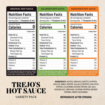 Trejo'S Hot Sauce Variety Pack | Original, Jalapeo & Habanero | Mild, Medium & Hot Heat Levels | Clean Ingredients, Non-Gmo & Gl