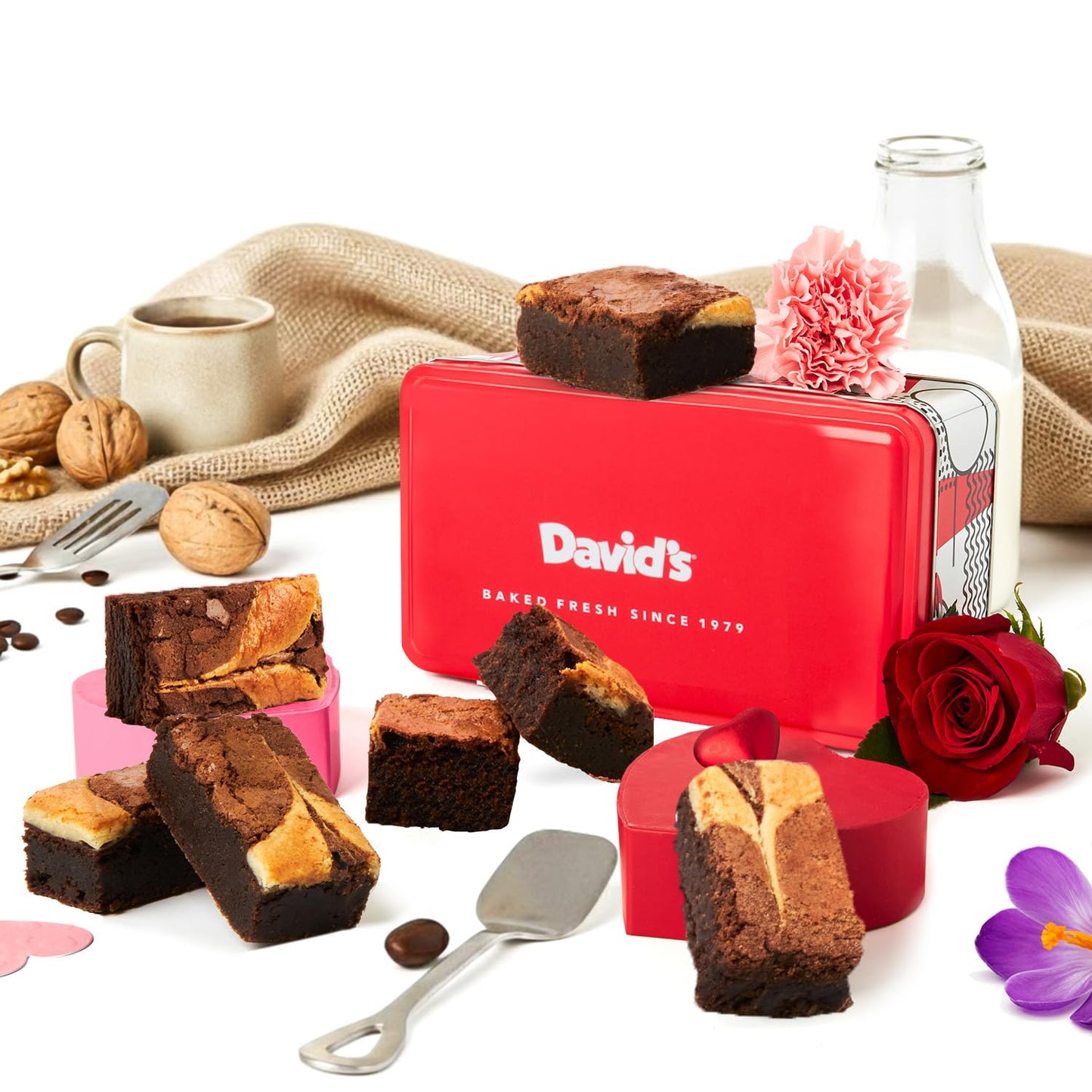 Davids Cookies Cheesecake Brownies Gift Box - Rich Chocolate Cheesecake Brownies Sweet Sampler - Gourmet Bakery Dessert Gift Tin
