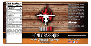 Runnin Wild Gourmet Honey BBQ Rub & Seasoning, 5.7 oz - Perfect for Pork, Chicken, Ribs & Salmon