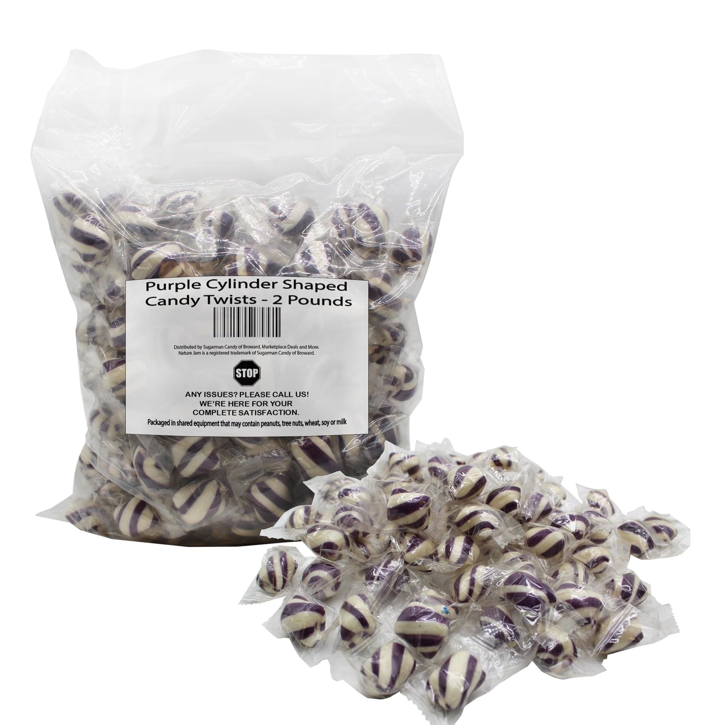 Purple Cylinder Shaped Mint Candy Twists - 2 Pounds