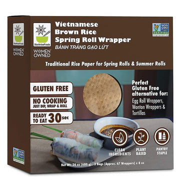 Star Anise Foods Gluten Free Rice Paper Wrappers for Spring Rolls, Egg Roll Wrappers, Wonton Wrappers, 135 Wrappers / 48 Oz, 8 O