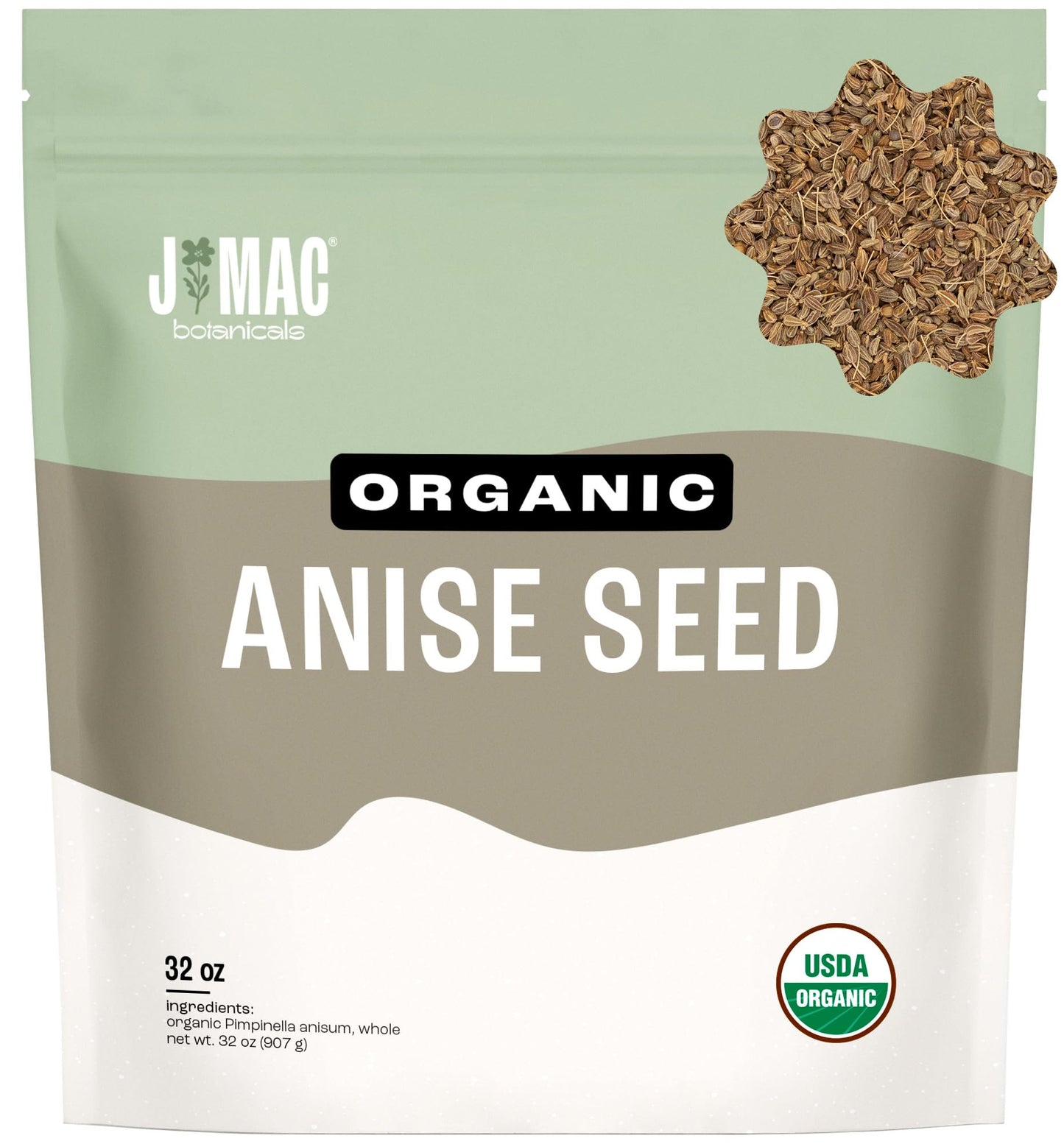 J Mac Botanicals Organic Anise Seeds (32 Oz) Certified Usda Organic. Whole Aniseed For Cookies Tea Powder Or Baking