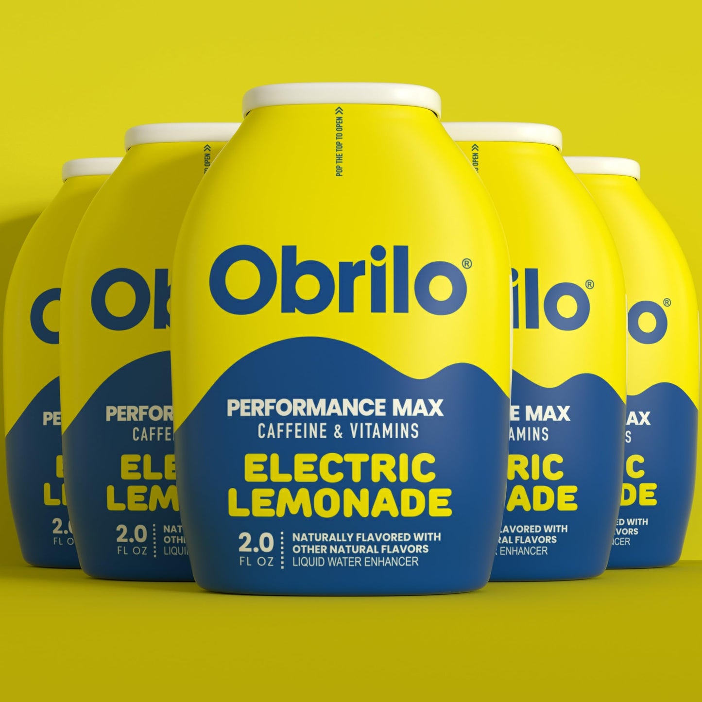 Obrilo Performance Energy Dye Free Water Enhancer - L-Theanine, Taurine, Vitamin Complex - 2 Fl Oz Pack of 5 - Electric Lemonade Flavor